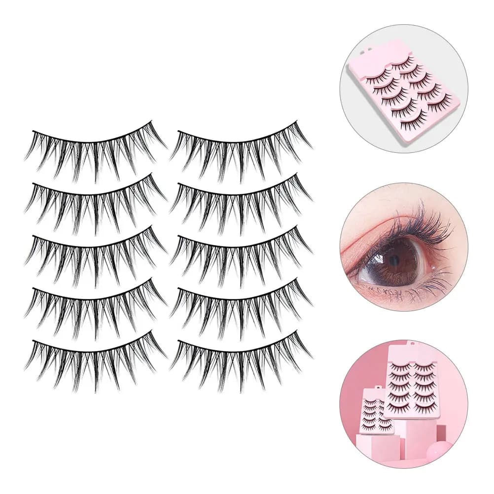 10 Paia di Ciglia Finte Stile Naturale, Sicure e Leggere, Confezione Riutilizzabile, Ciglia Finte Corte per Trucco Femminile, Facili da Usare Quotidianamente
