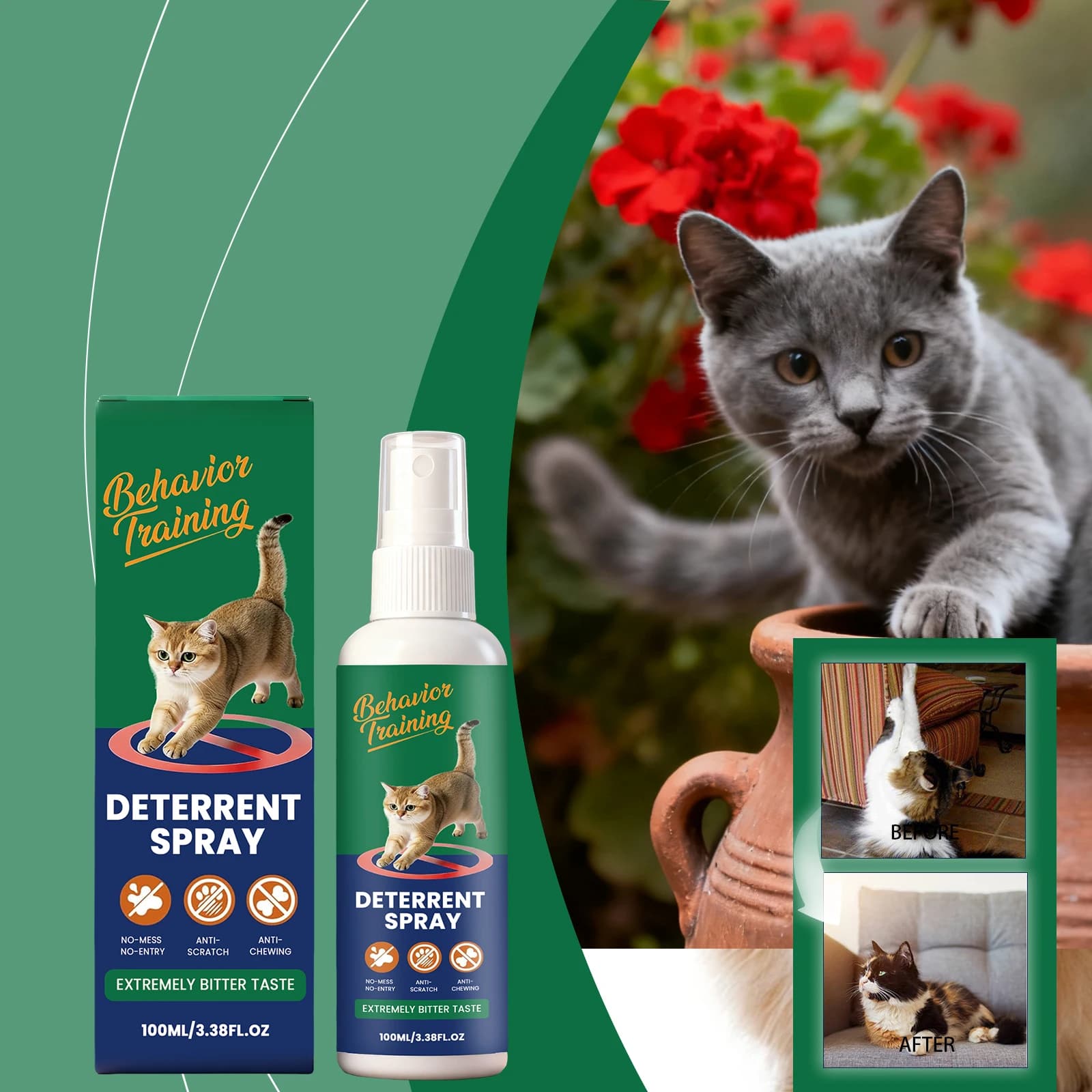 Pet Repellent Spray Gentle Safe Keep Pet Away From Restricted Zones Furniture Protect Cat Dog Anti Scratch Chewing Spray 100ml