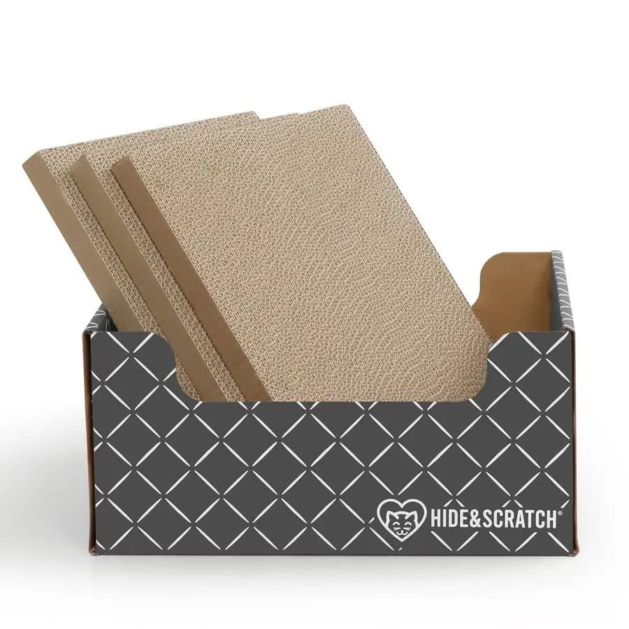 Tiragraffi per gatti Amp Bed Grigio scuro Diamond 3 cuscinetti di ricarica Tampone ondulato bifacciale per gatti da interno Tiragraffi ricaricabile