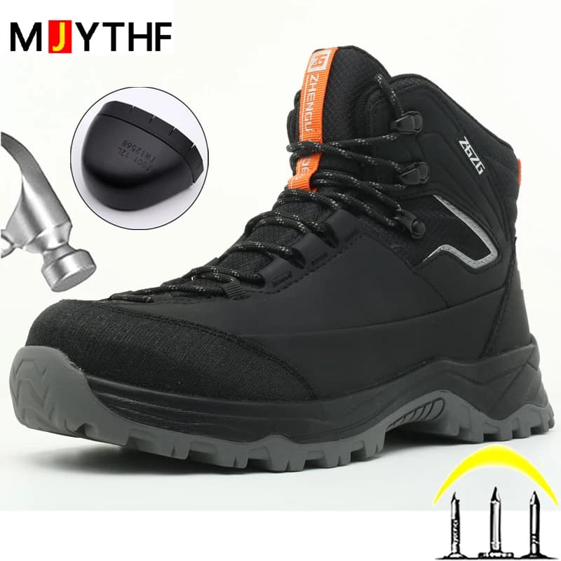High-Quality Men Boots Steel Toe Cap Work Safety Shoes Puncture-Proof Indestructible Shoes Wear Resistant Industrial Shoes 2026