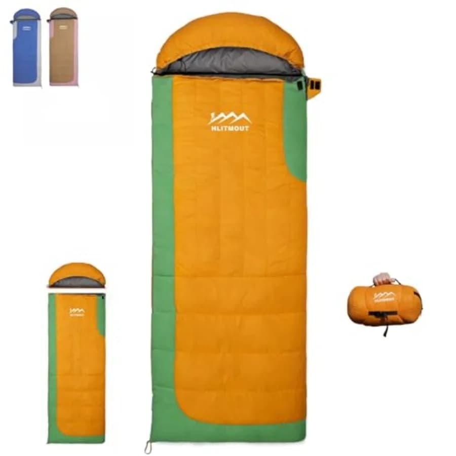 Sacco a Pelo 3-in-1 per Adulti con Cappuccio Staccabile 32 ° F 45 ° Sacco a Pelo Rettangolare Leggero in Piuma per Campeggio