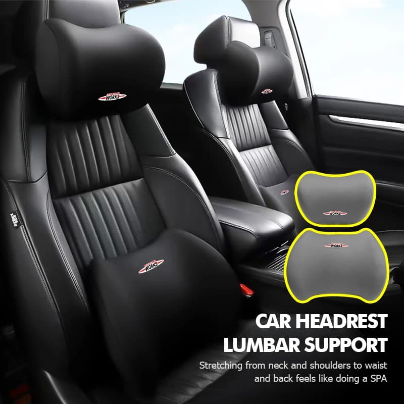 For MINI Memory Cotton Car Headrest Lumbar Support Neck Pillow Pad John Cooper Works R56 F56 R53 R60 Clubman