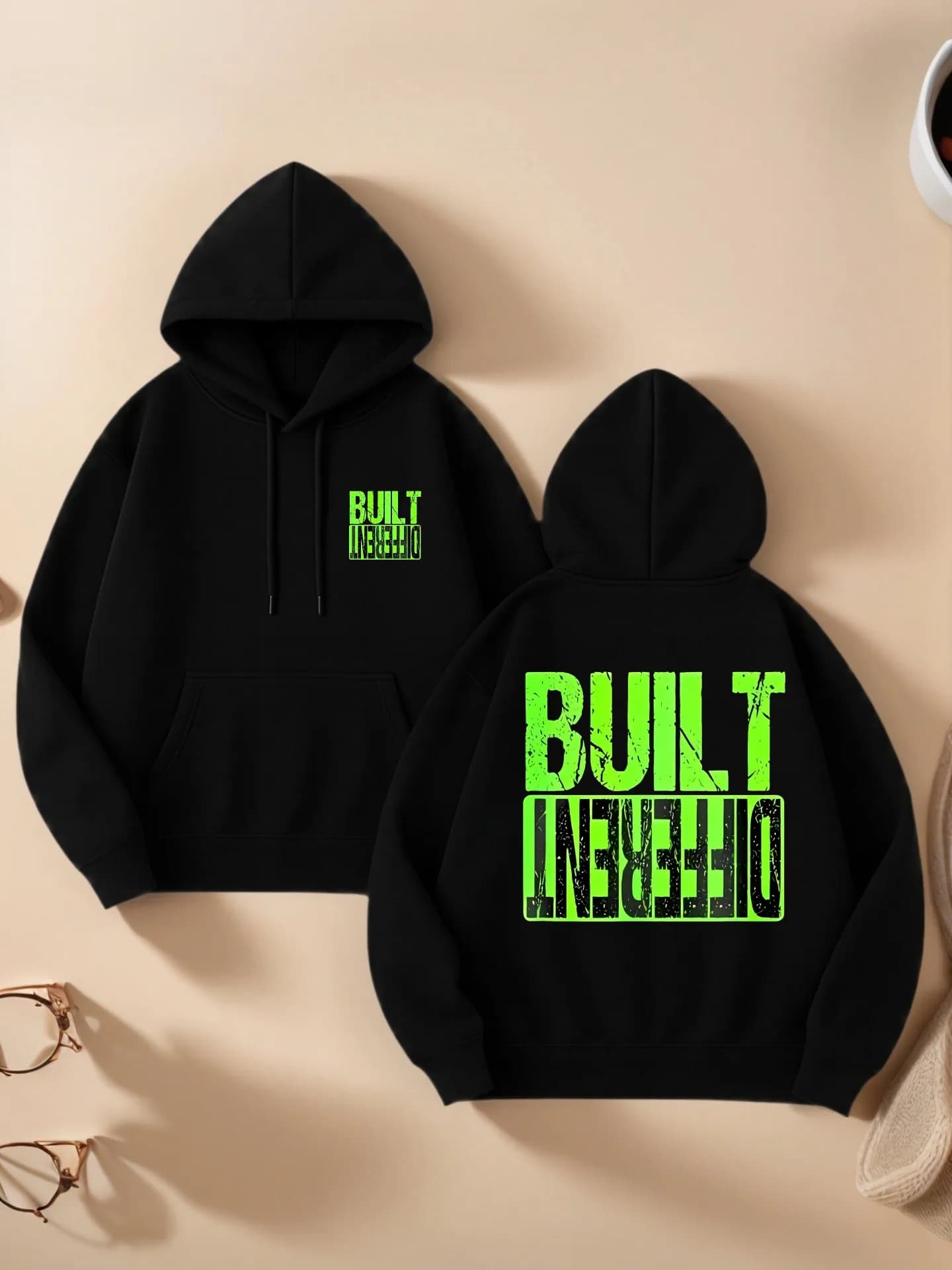 Felpa con cappuccio essenziale, stampa di lettere, stile streetwear, tessuto morbido, abbigliamento casual quotidiano, per uomo