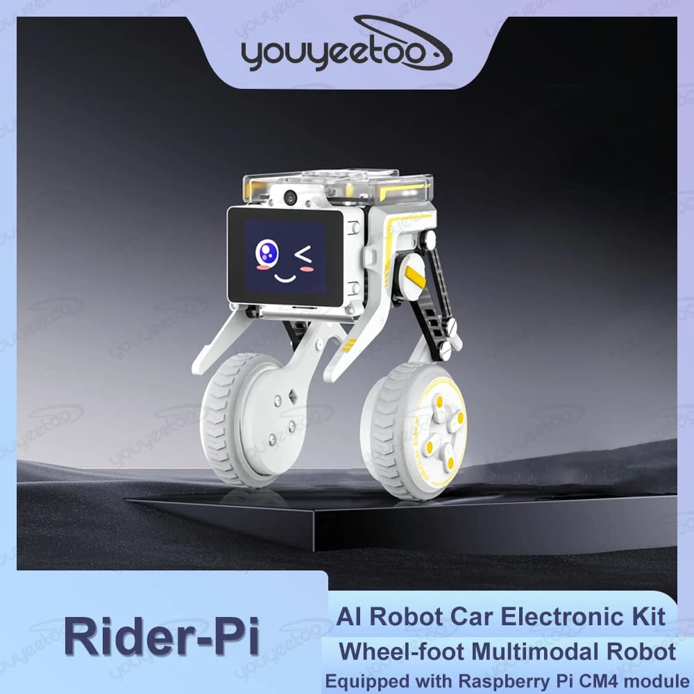 Kit elettronico per auto robot Rider-Pi AI Display IPS basato sul modulo Raspberry Pi CM4 Supporto ChatGPT Interazione vocale IMU integrato