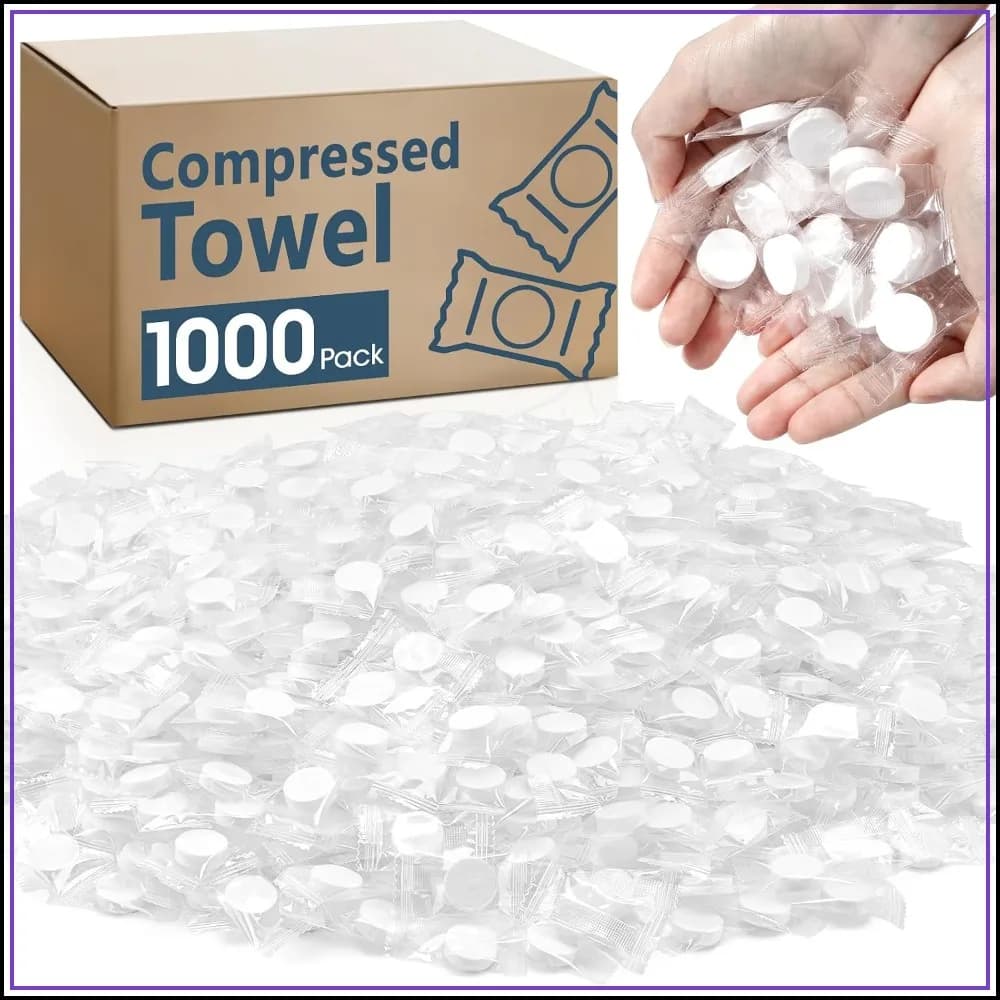 1000 PCS Compressed Towel Tablets, Mini Disposable Face Towels, Portable Camping Towel, Bulk Coin Tissues for Travel & Outdoor Sports