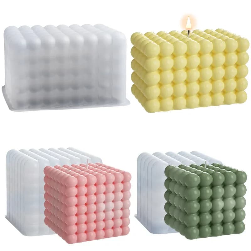 Grande cubo di bolle candele stampo in silicone 3D geometrica candela fatta a mano creazione di stampi per cera gesso resina epossidica stampo per sapone decorazioni per la casa