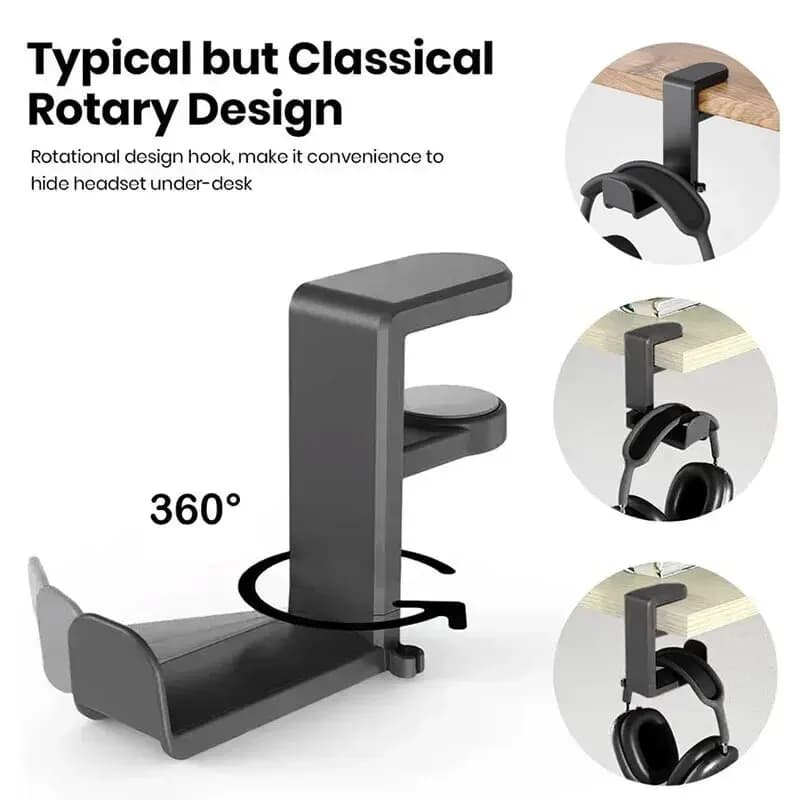 360 ° Supporto Girevole Regolabile per Cuffie, Gancio da Scrivania Senza Foratura per Cuffie da Gaming, Compatibile con Sony Bose