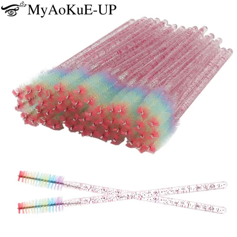 50 pcs Use And Drop Crystal Eyebrow Eyebrow Brush Raising Pettine Spoolie Brushes Mascara Bacchette Applicator Eyelash Extension Tool