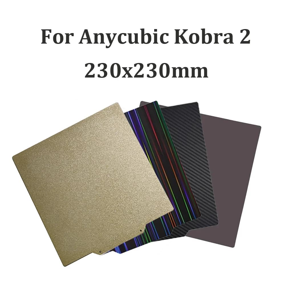 For Anycubic Kobra 2 /2 Neo /2 Pro Construction Plate 230×230mm Carbon diamond construction plate PEO Double-sided H1H spring steel blade