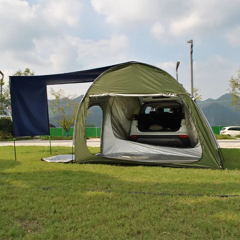Tenda da campeggio per 2 persone, doppia tenda per auto PU4000 mm e UPF 50 + impermeabile UV, inclusa mosche pioggia e borse portaoggetti