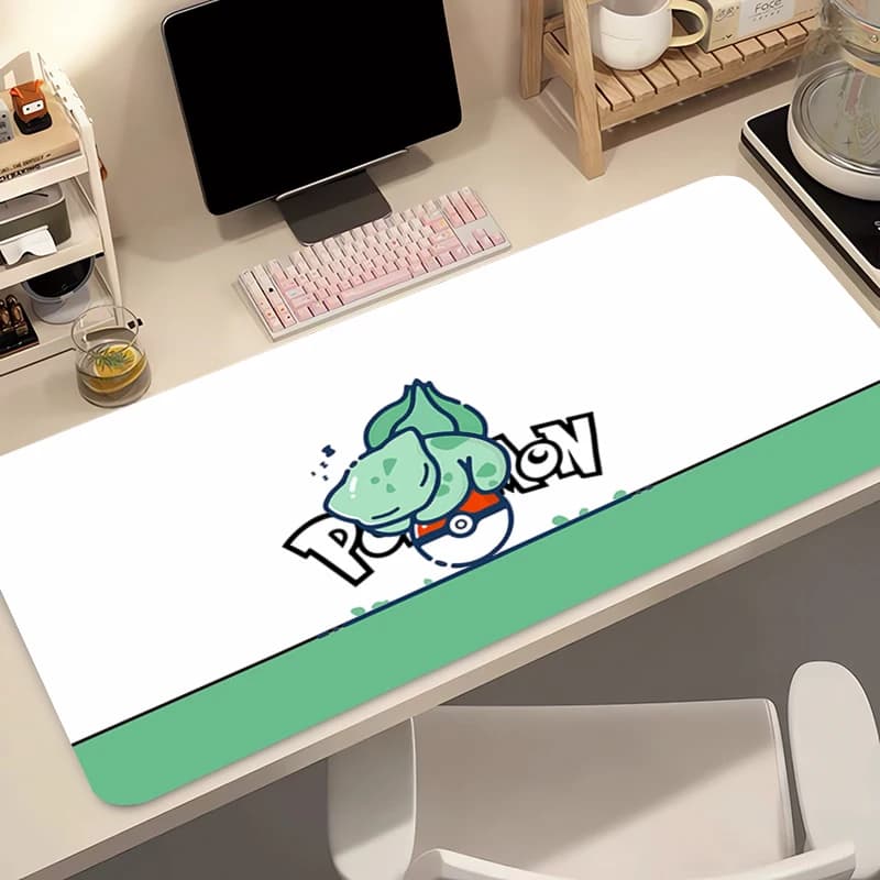 Tappetino per mouse Anime Pokemon Bulbasaur, tappetino per tastiera da gioco di grandi dimensioni, tappetino per mouse da scrivania, tappetino in gomma per laptop, tappetino per mouse da gioco per notebook