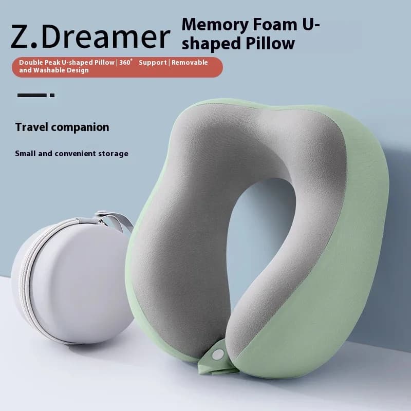 Cuscino per il collo a forma di U in memory foam per viaggi, cuscino per dormire in aereo, poggiatesta con supporto cervicale, cuscino portatile a forma di U