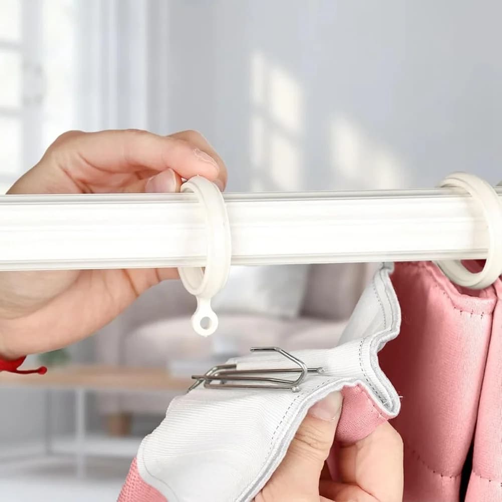 10m White Polyester Curtain Tape With 30 Metal Hooks For Modern Home Window Drapery Heading Band Accessories