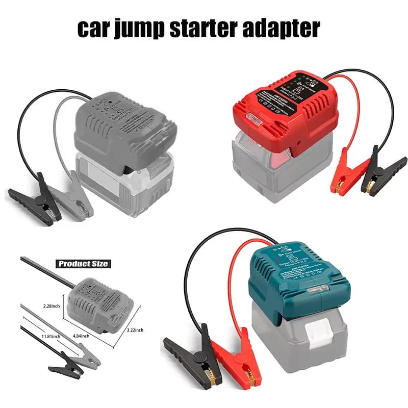 Adattatore per Avviatori d'Emergenza Auto Compatibile con Batterie Dewalt/Makita/Milwaukee/EINHELL 18V, Cavi Booster per Batterie Auto