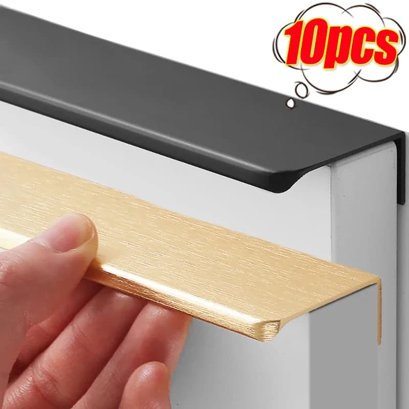 10-1PCS Maniglie per cassetti invisibili Maniglie per porte dell'armadio in lega di alluminio Maniglie per mobili non punzonate Kit hardware per la casa