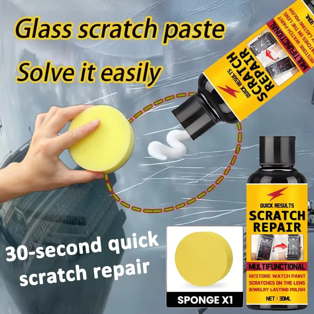 Nuovo Kit di Riparazione Graffi su Vetro, Pasta Lucidante per Parabrezza Auto, Porte in Vetro, Occhiali, Schermi di Orologi, Rimuovi Graffi e Ripristina