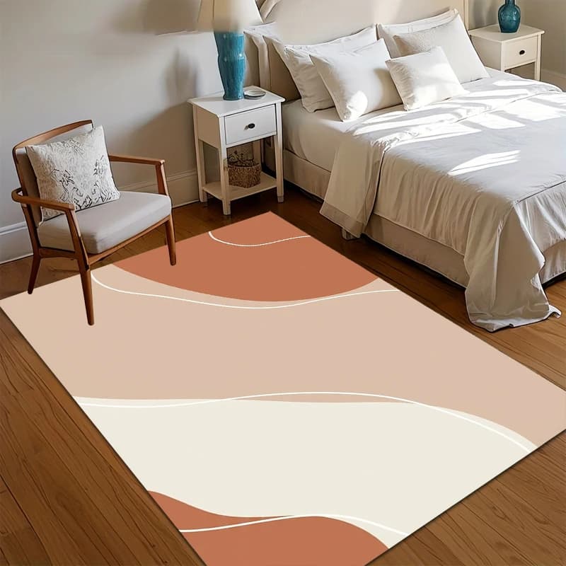 Soft Anti-slip Carpet, Hot Geometric Carpet Curve Brown for Living Room, Bedroom, Bedroom, Baby Room Decoration
