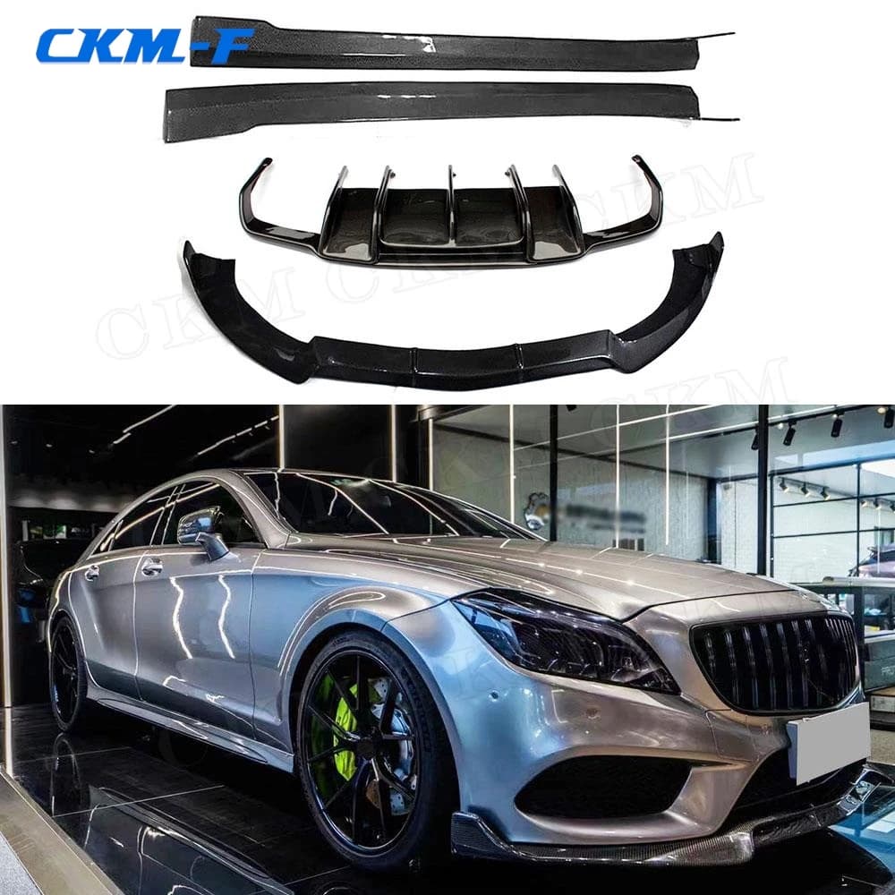 Carbon Fiber Body Kits Front Rear Bumper Lip Spoiler Rear Diffuser Side Skirts For Mercedes Benz CLS Class W218 CLS63 2012-2014