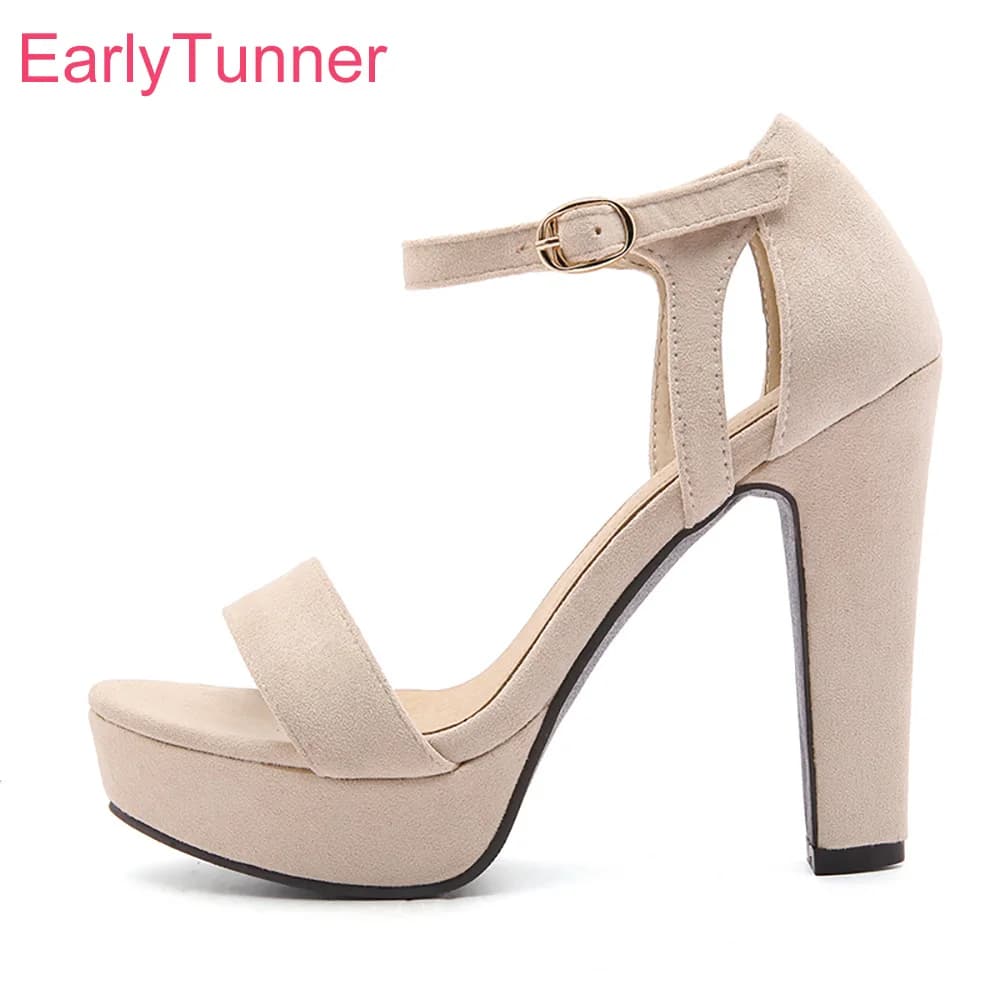 Brand New Hot Sexy Green Beige Women's Platform Sandals Super Heels Black Lady Party Nude Shoes Plus Big Size 31 43