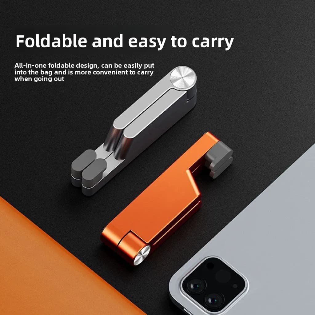 Foldable Metal V Shape Phone Holder, Portable Desktop Stand for Tablet & Live Stream