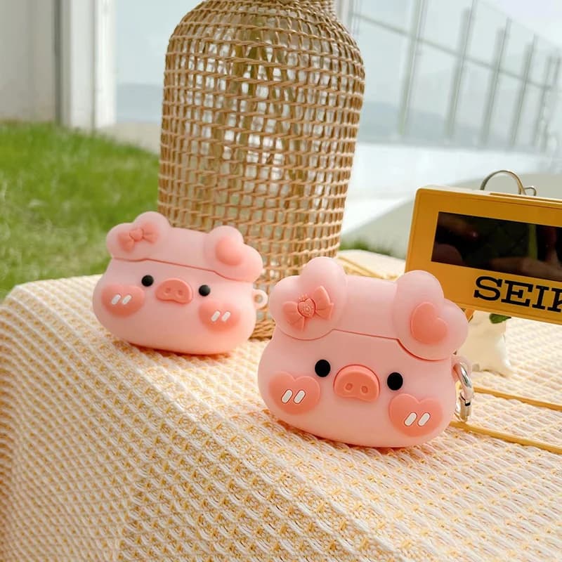 3D Simpatico Cartone Animato Maiale Rosa Cassa Per Airpods 1 2 3 2021 Cassa Del Silicone Per Airpods Pro 2 Coque Funds Per Airpods Pro scatola di ricarica