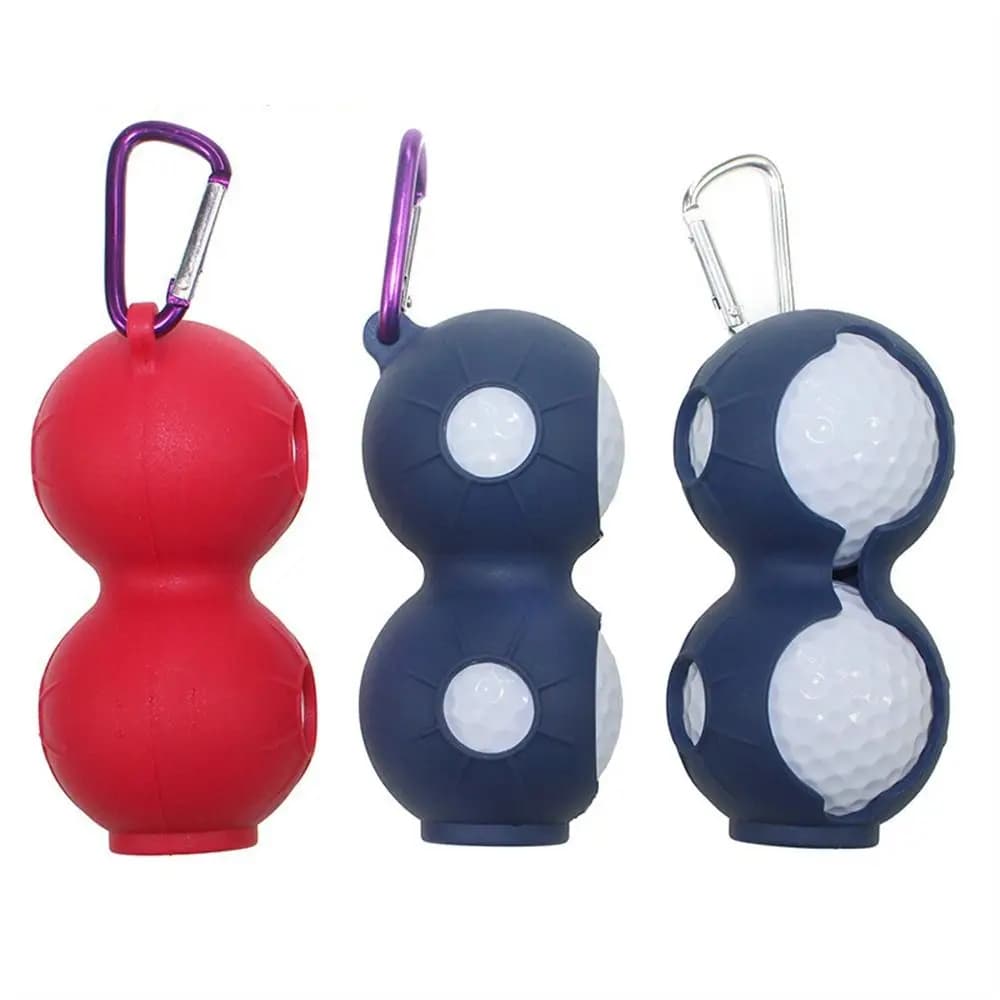 Portable Golf Balls Protective Cover for 2 Balls Quick Release Golf Ball Holder Silicone with Hook Golf Storage Rack