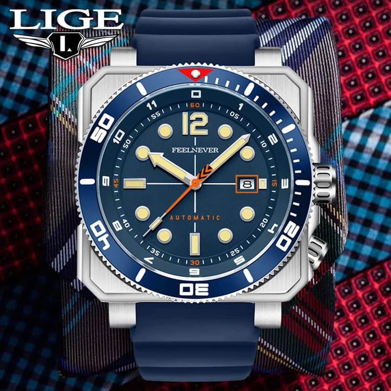 FEELNEVER 2026 Automatic Mens Watch LIGE Luxury Mechanical Watches Men 300M Waterproof MIYOTA 8215 316L Steel Wristwatches Reloj