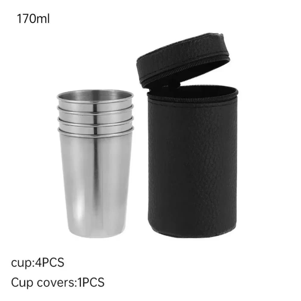 4 tazze da campeggio in acciaio inossidabile 2025 30 ml/70 ml/170 ml con custodia bicchiere da vino whisky mini tazze da birra bicchieri