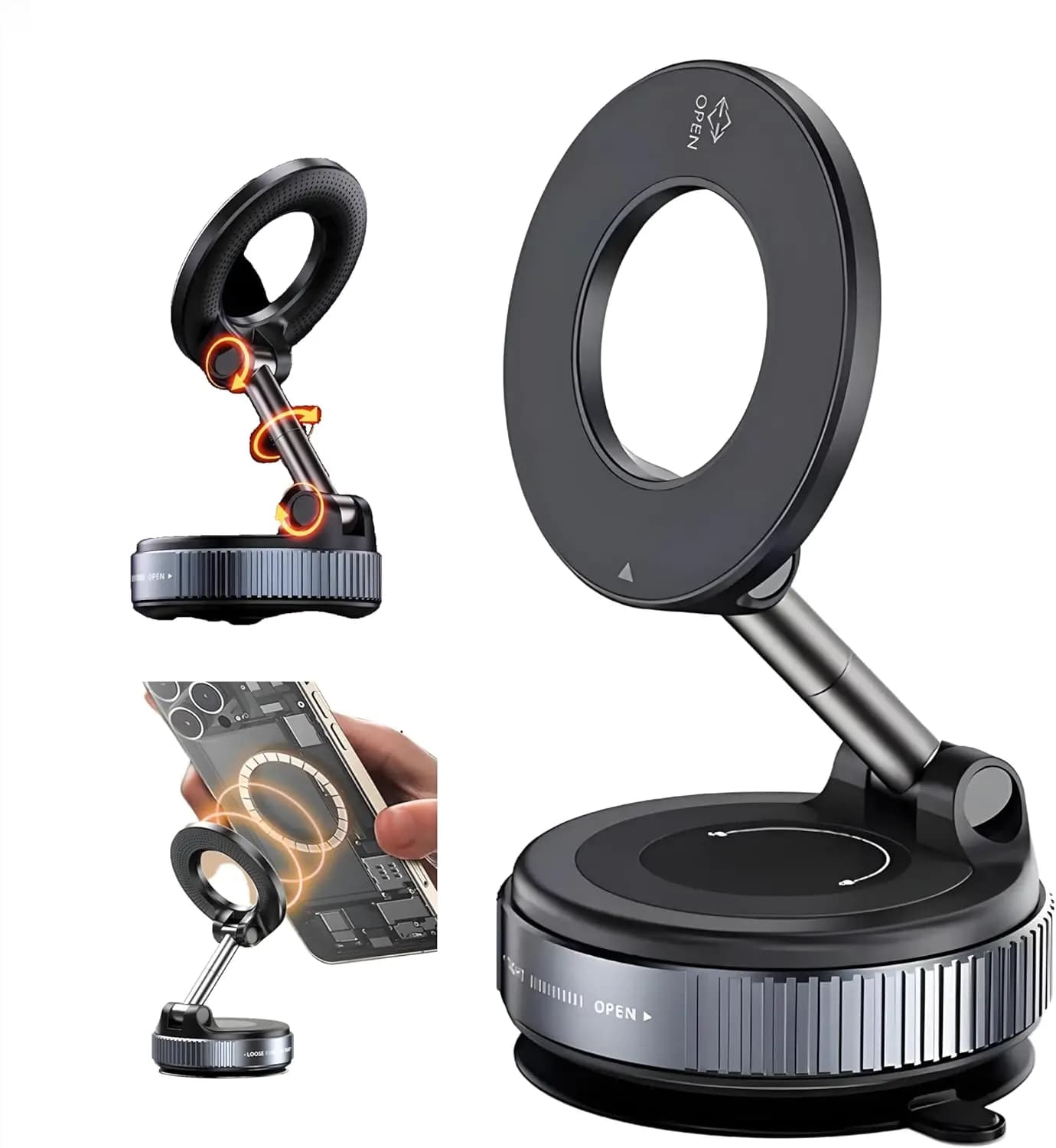 2026 NEW CAR Phone Magnetic Stand Multi-Functional Vacuum Adsorption Stretching And Folding 360° Rotate Navigation Stand