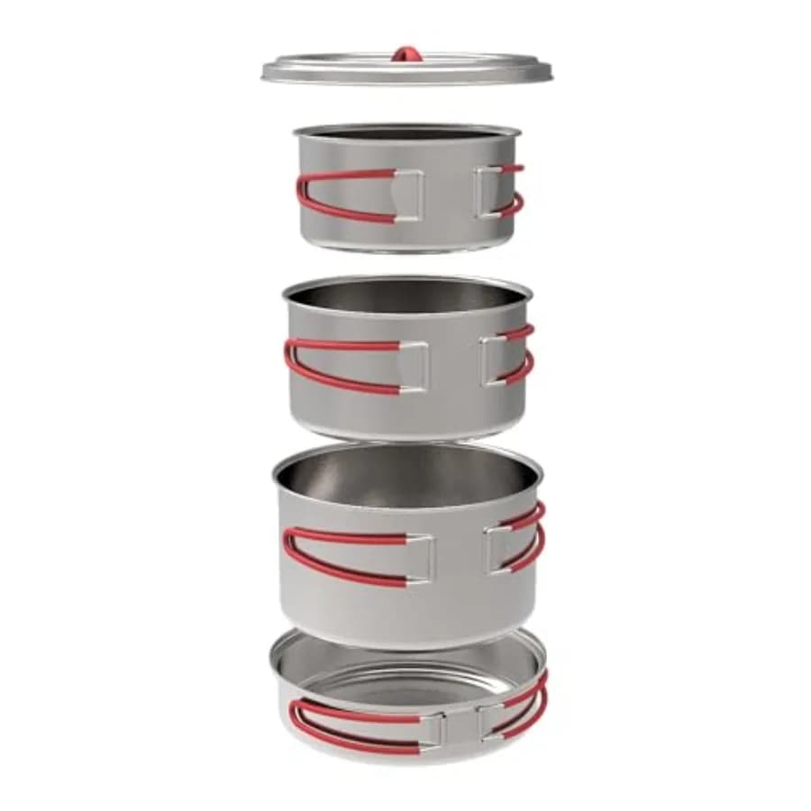 Set da Cucina in Acciaio Inossidabile, Durevole, Portatile e Leggero, per Escursionismo, Campeggio, Avventure all'Aperto e Viaggi