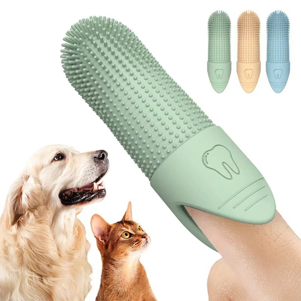 Pet Finger Toothbrush for Dogs Cats,360° Soft Silicone Teeth Cleaning Brush,Dog Toothbrush with Storage Box for Pet Oral Care