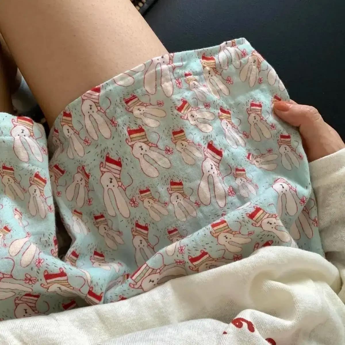 SYsYouthfully Summer Home Shorts Women's Mid Waisted Slimming Wide Leg Pants Sports Casual Pants Loose Cartoon Pajama Pants