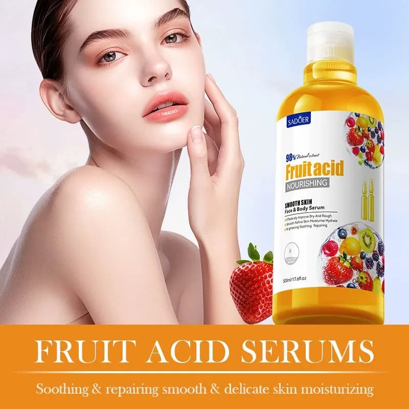 500ML Vitamina C Frutta Acido Ciliegie Siero Viso Macchie Gomma Correttore Sbiancamento Idratante Schiarente