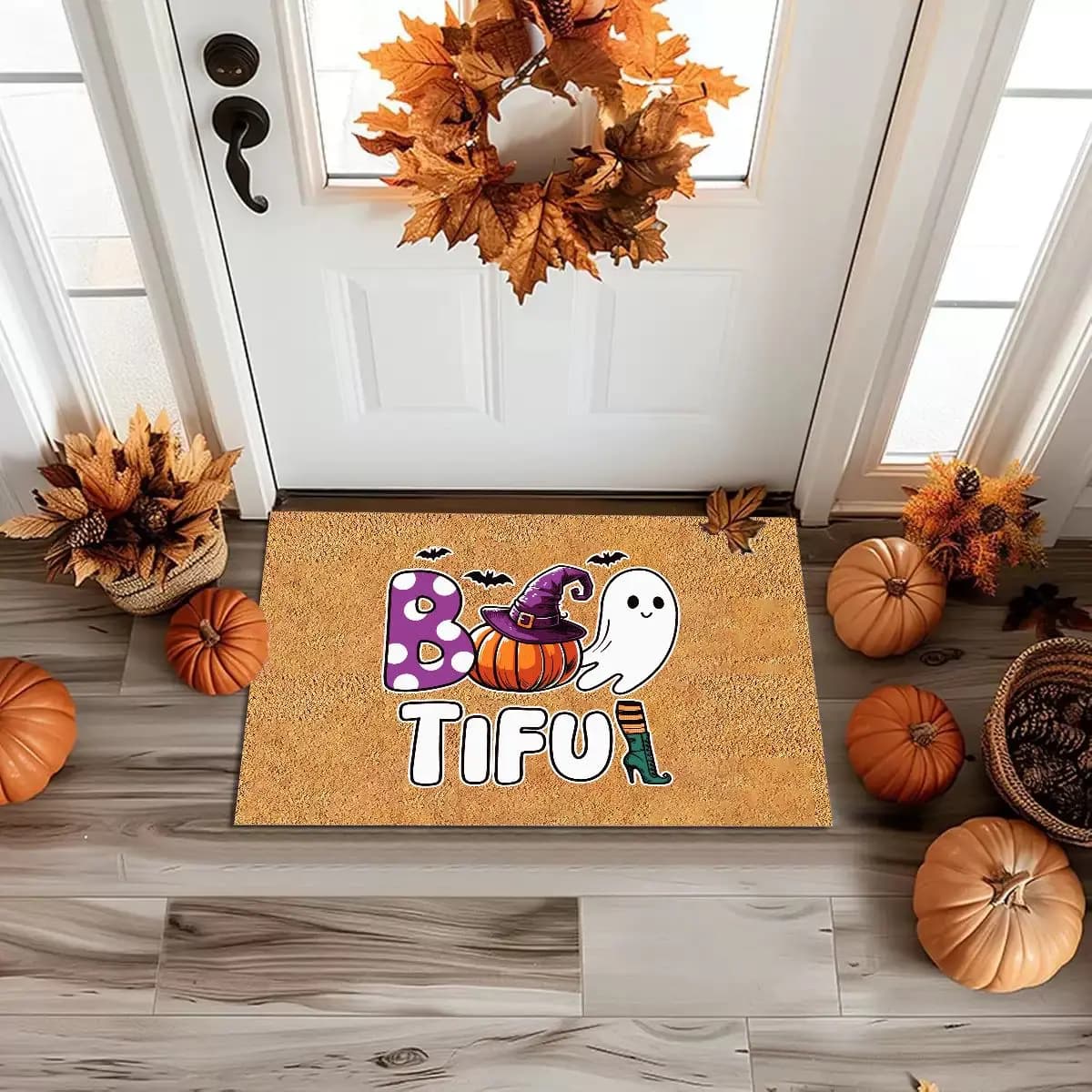 VIKAMA Howdy Fall Doormat Funny Pumpkin Cow Halloween Autumn Door Mat