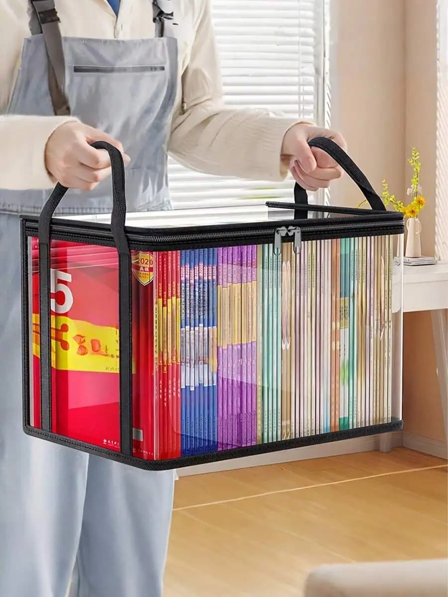 Clear PVC Flip Cover Storage Organizer Box Visible Window Rectangular Household Container For Toys Crafts Books School Supplies Snacks Holiday Gift Storage