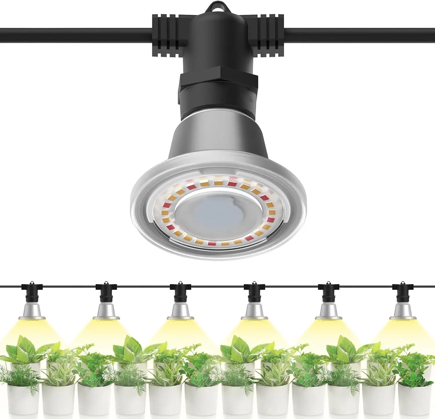 Stringa di Luci LED per Coltivazione Indoor e Outdoor, 6 Lampadine LED da 72W con Lente Ottica per Piante