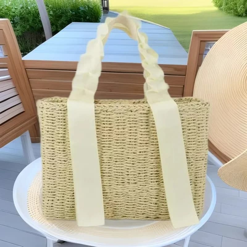 Straw Woven Handbag Summer Vacation Beach Bag Women High-End Versatile Handwoven Tote