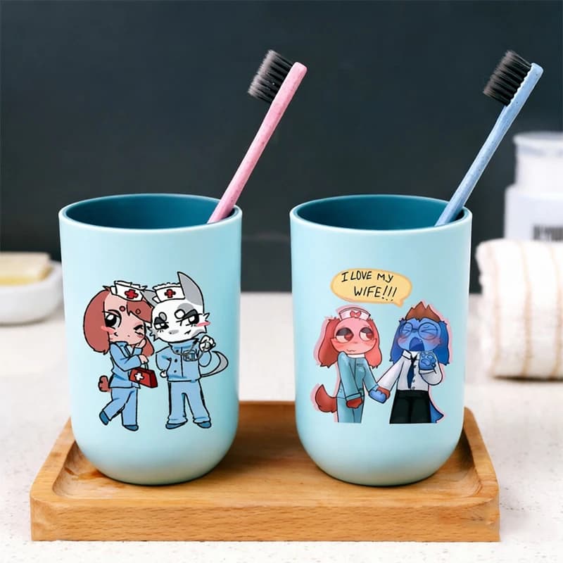 Animal Hospital Mouthwash Cup Anime Character Printed Toothbrush Cups Cartoon Toothbrush Holder Portable Water Bottle Hot Gifts