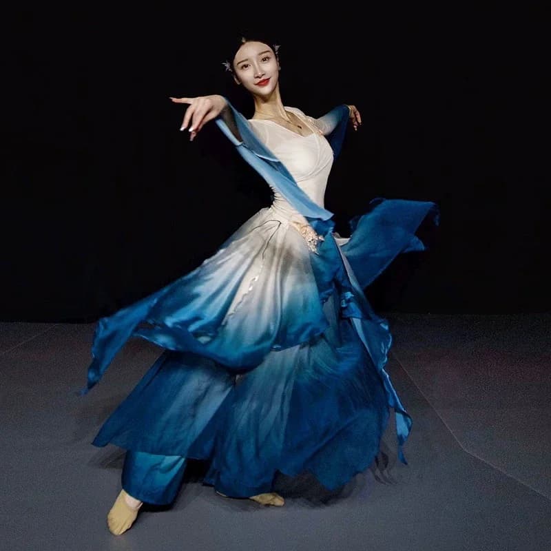 Costume per Esibizioni di Danza Classica, Elegante Abito in Tulle Sfumato Super Fiabesco, Gonna Fluida e Leggera, Costume da Ballo