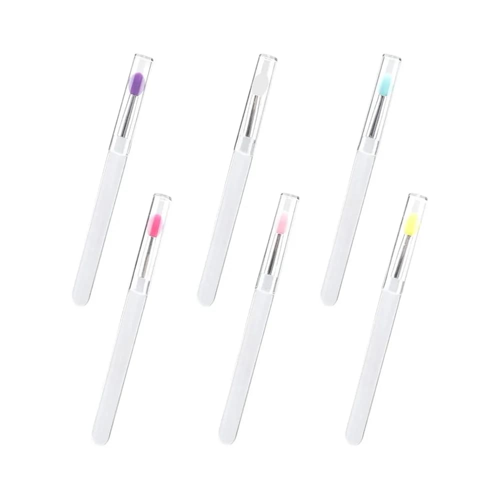 Set of 6 Lipstick Applicator Brushes with Caps, Portable Tools for Lip and Eyeshadow Application