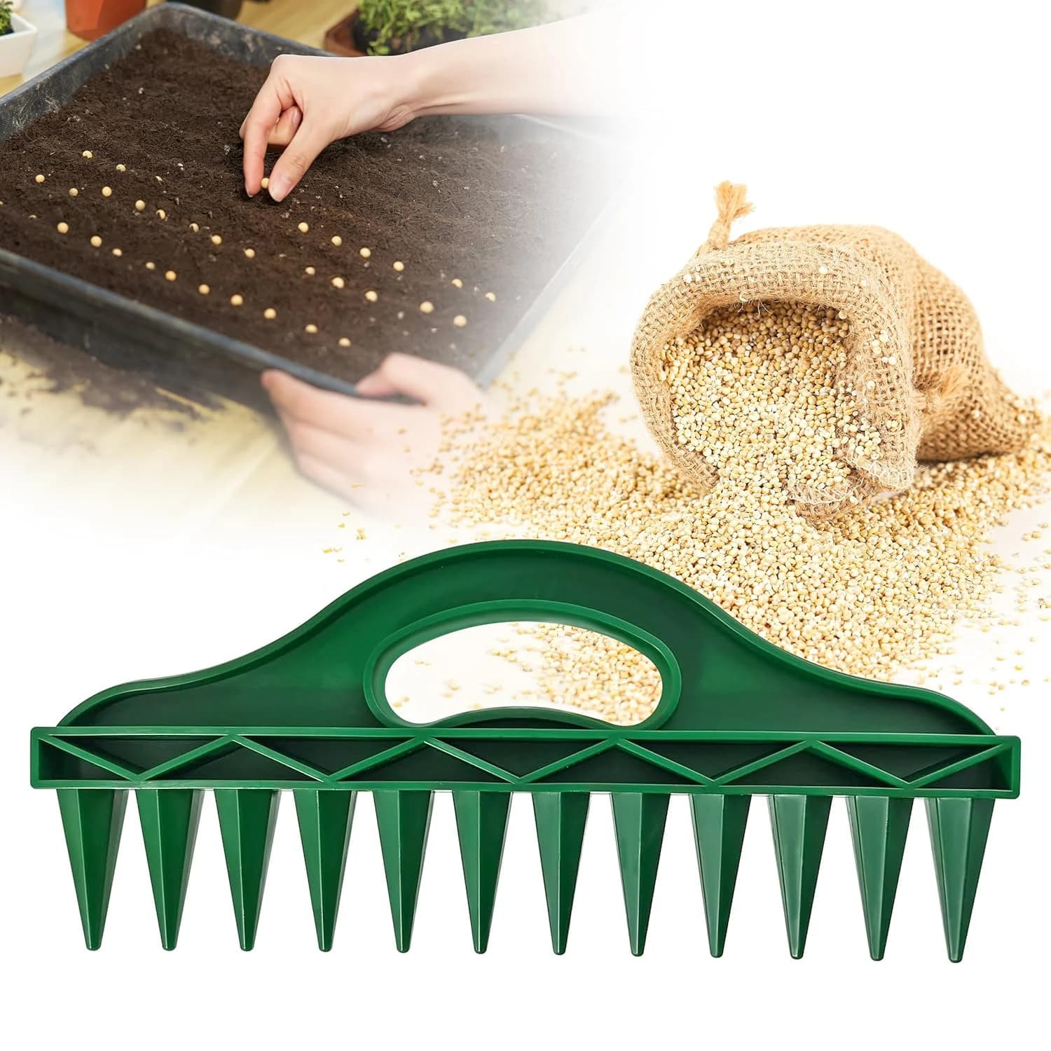 Seminatrice Manuale con Punzone per Semina Precisa di Verdure, Fiori ed Erbe - Tool da Giardino Ergonomico e Durevole