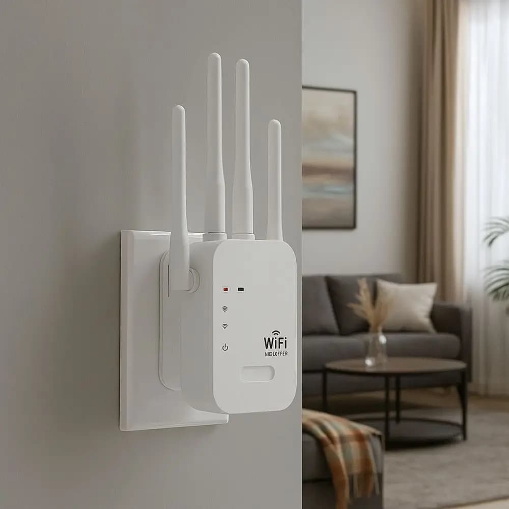 Ripetitore WiFi Anti-interferenza con 4 Antenne, Estensore WiFi Dual Band Stabile, Dissipazione del Calore, Amplificatore di Rete ad Alta Velocità per Ufficio