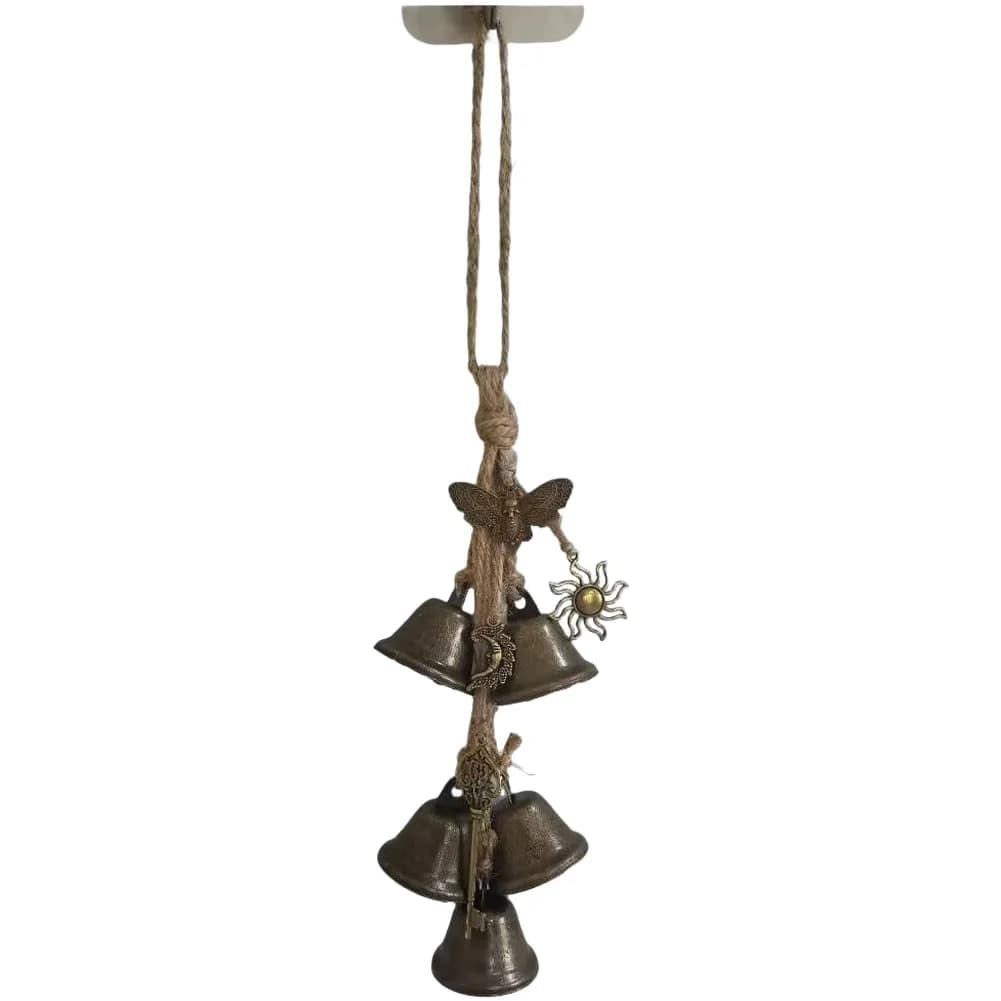 Rustic Iron Wind Chime Featuring Bronze-Toned Finish for Door Bell Use and Decorative Accents in Living or Dining Rooms