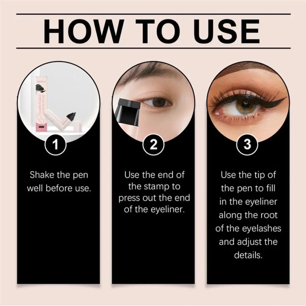 Nuovo Eyeliner Stamp Impermeabile a Lunga Durata, Asciugatura Rapida, Rotante, Colore Nero