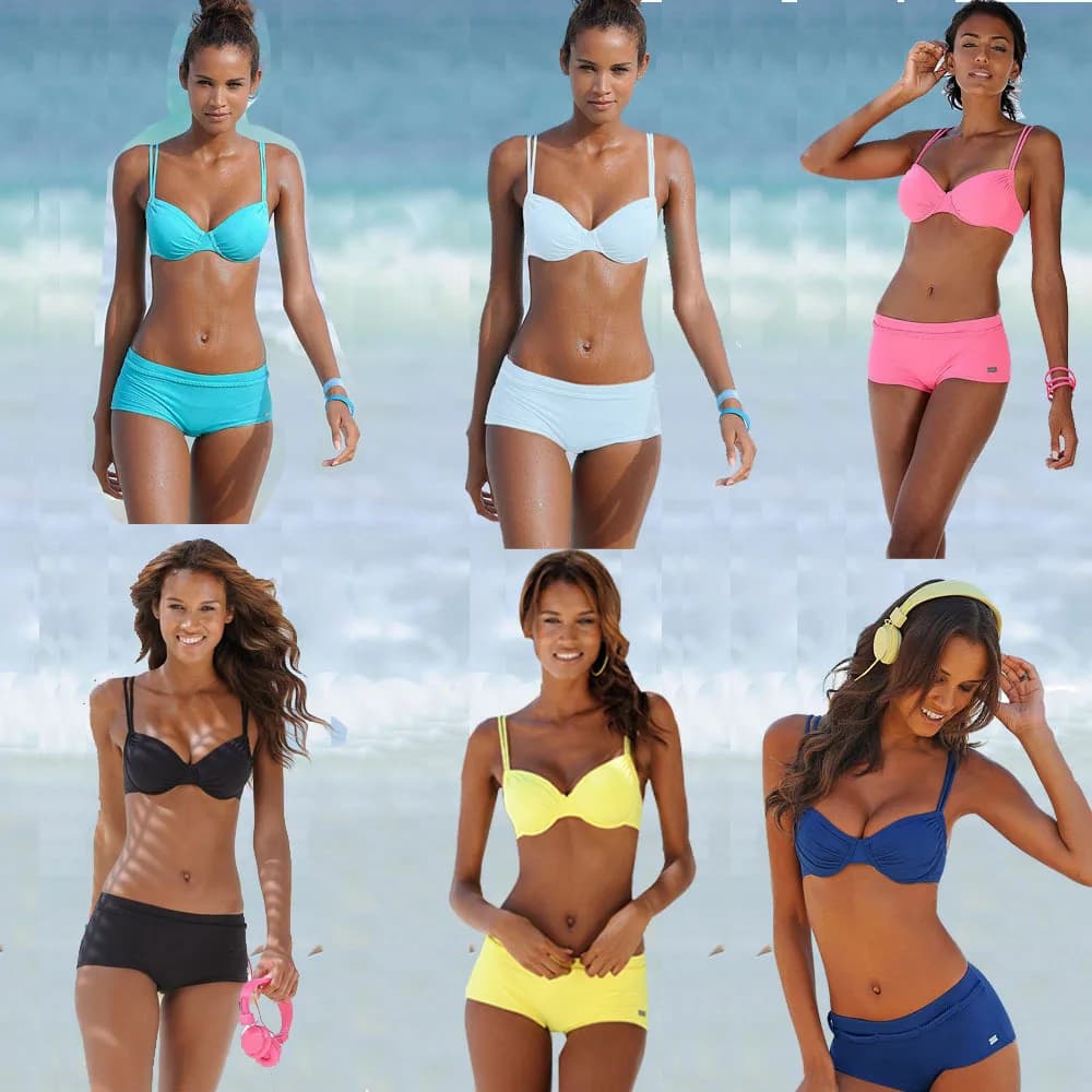 Conservative Sexy Color Bikini Swimwear for Women Outdoor Faionable Two-Piece Swimsuit with Steel Support Pad