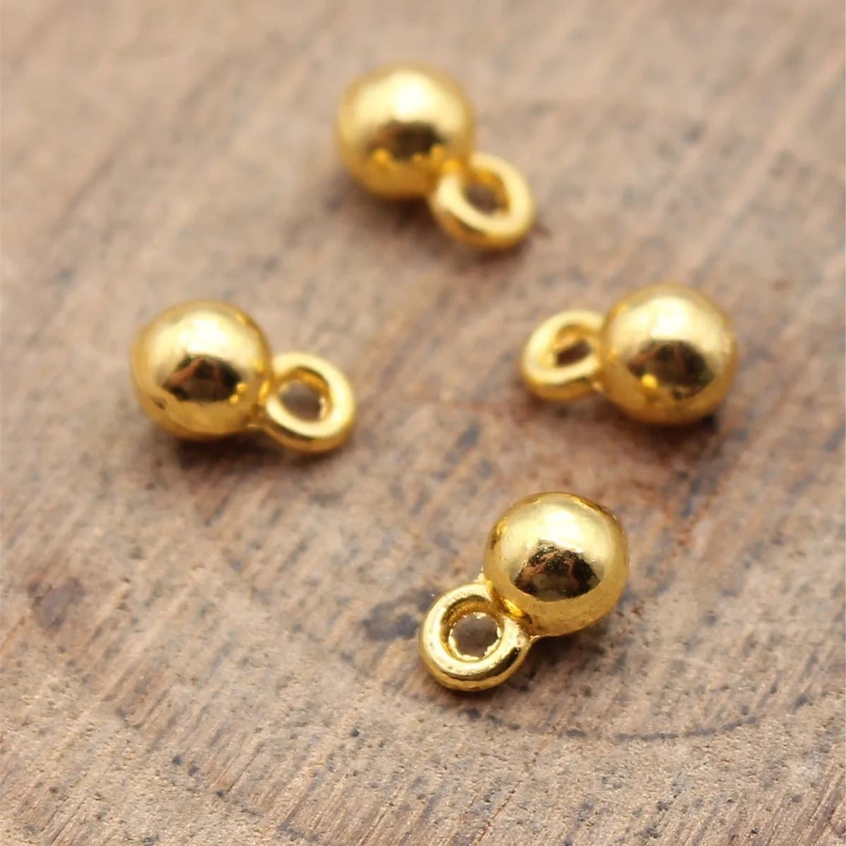 80pcs 4x6mm(0.16x0.24inch) 3 Colors Antique Bronze Color Antique Silver Color Gold Color Small Ball Charms Pendants