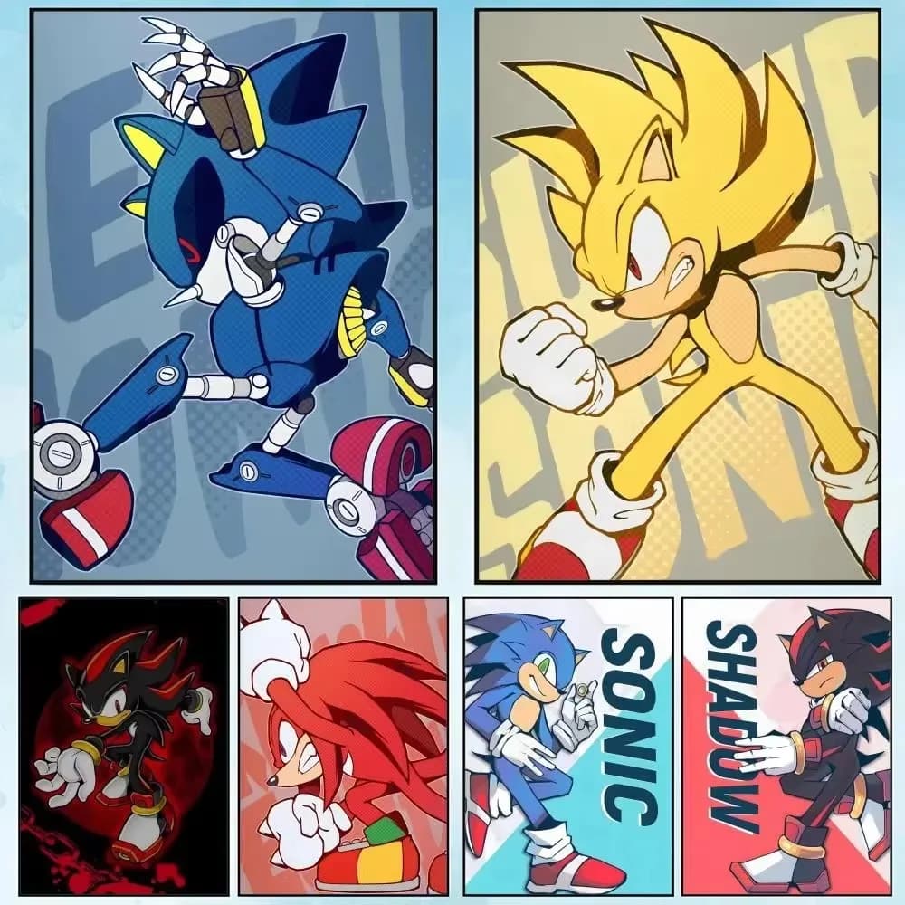 DIY 5D Diamond Painting, Sonic Anime Character Collage Art, Hobby Craft for Home Wall Decor, Ideal Gift for Art Lovers