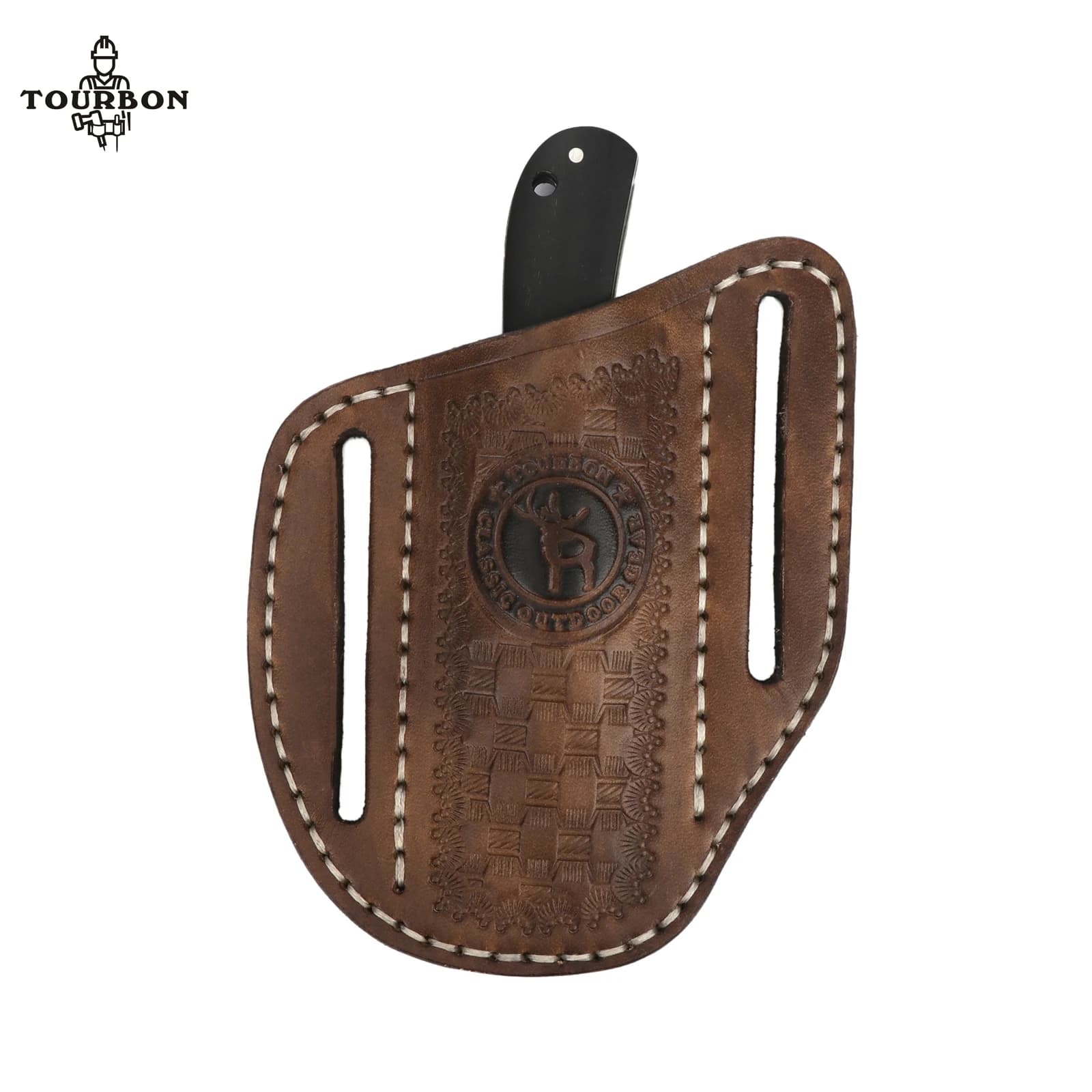 Torbon Leather EDC Pocket Slip per coltello pieghevole Mini Knife Pouch Multitool Holder Knife guaina per cintura marrone (senza coltelli)