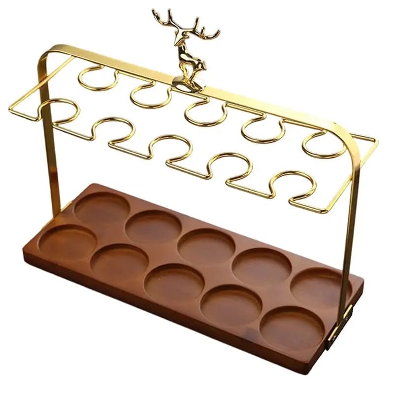 Espositore per Bicchieri da Vino ABBY, Design Salvaspazio, Dispenser, Porta Utensili per Vino Domestico con Portabicchieri a Forma di Cervo