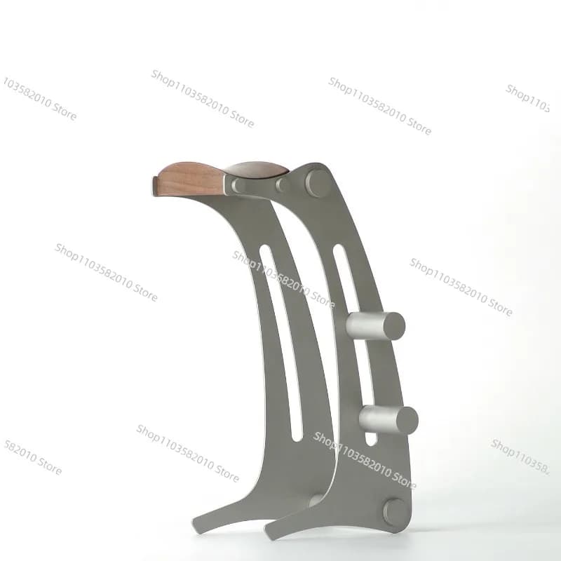 Supporto Creativo per Auricolari in Acciaio Inox e Legno, Espositore per Cuffie da Scrivania